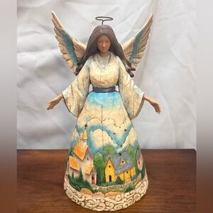 Jim Shore Blue, Cream & Yellow Village Angel Sculpture